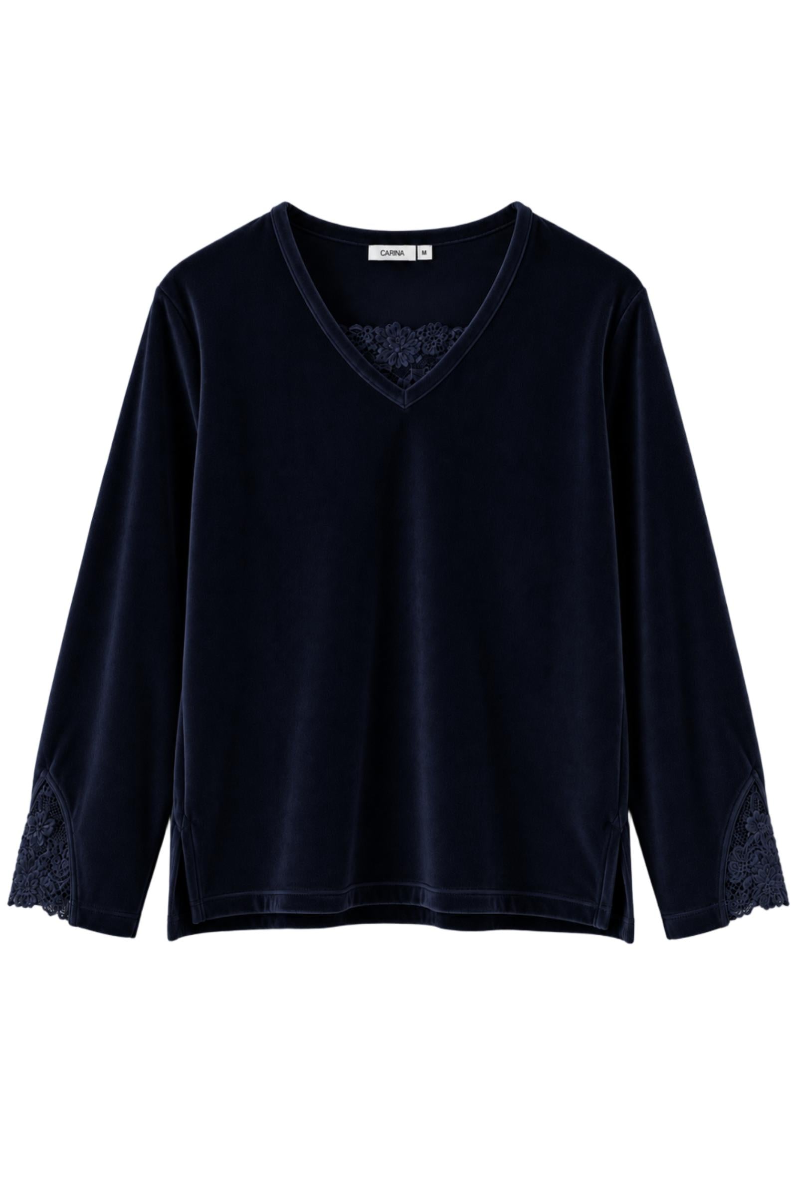 Lace-Trim Velvet Pyjama