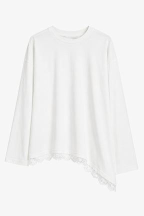 Lace Trim Asymmetric Top