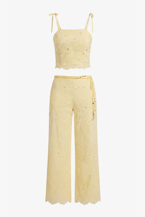 Embroidered Floral Beach Set