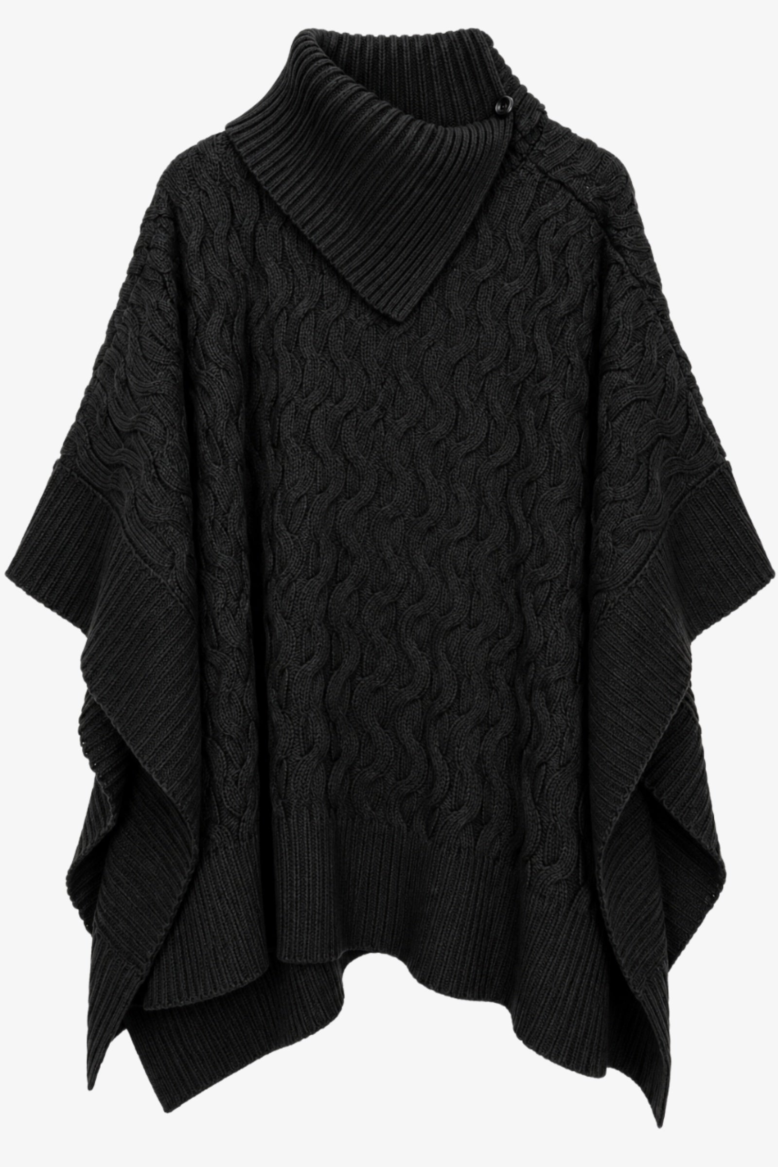 Cable-Knit Asymmetric Poncho