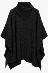 Cable-Knit Asymmetric Poncho