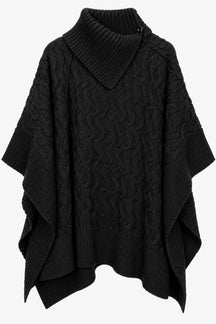 Cable-Knit Asymmetric Poncho