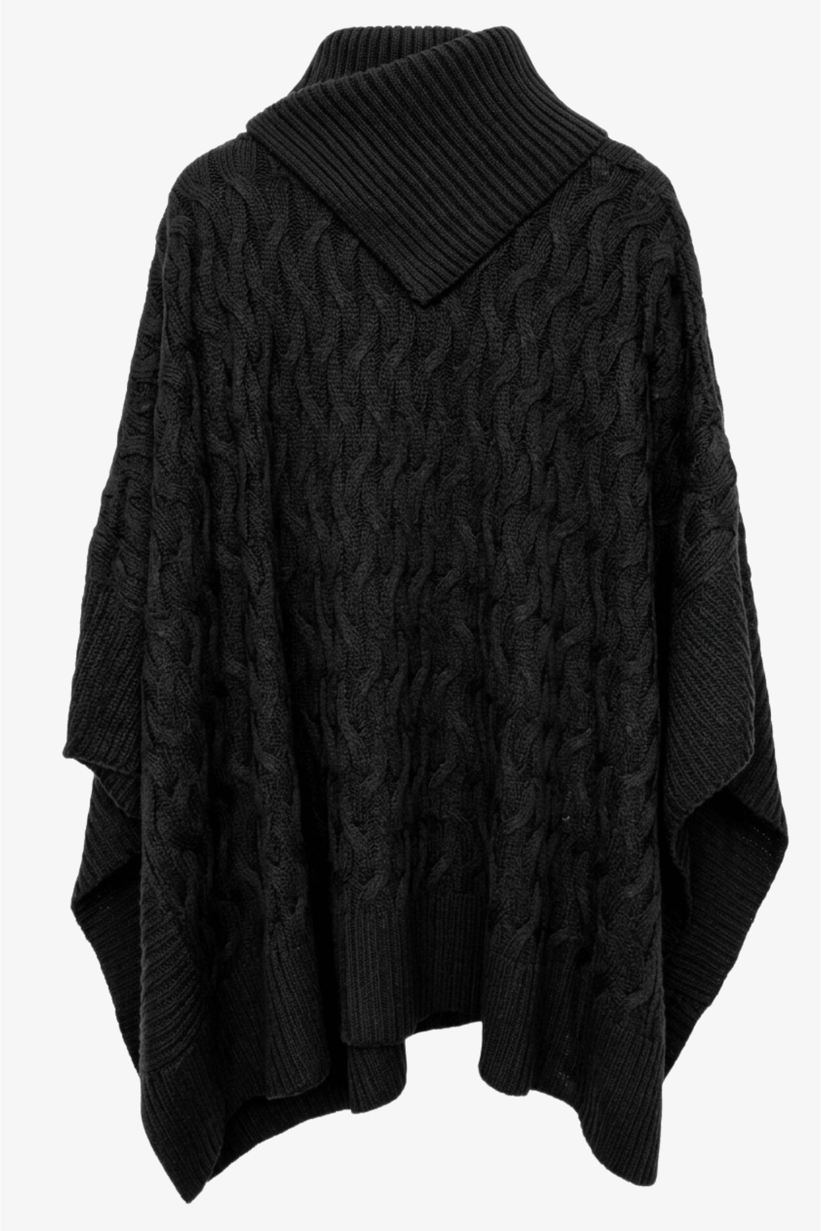 Cable-Knit Asymmetric Poncho