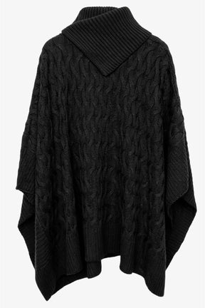 Cable-Knit Asymmetric Poncho