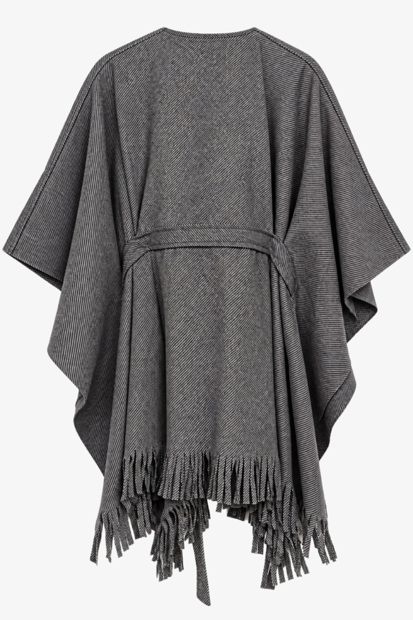 Self-Tie Fringed Poncho