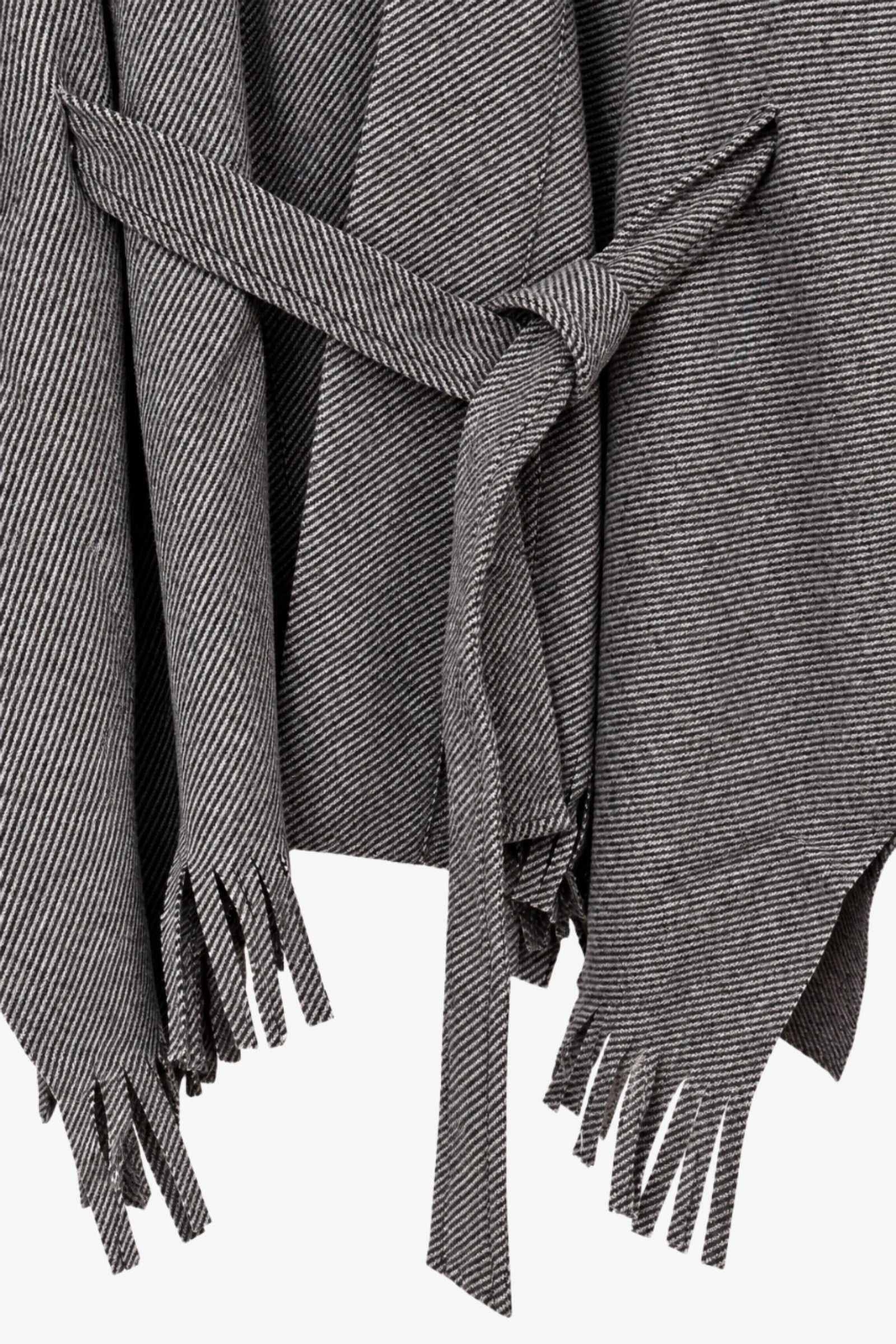 Self-Tie Fringed Poncho