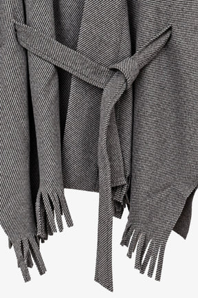 Self-Tie Fringed Poncho