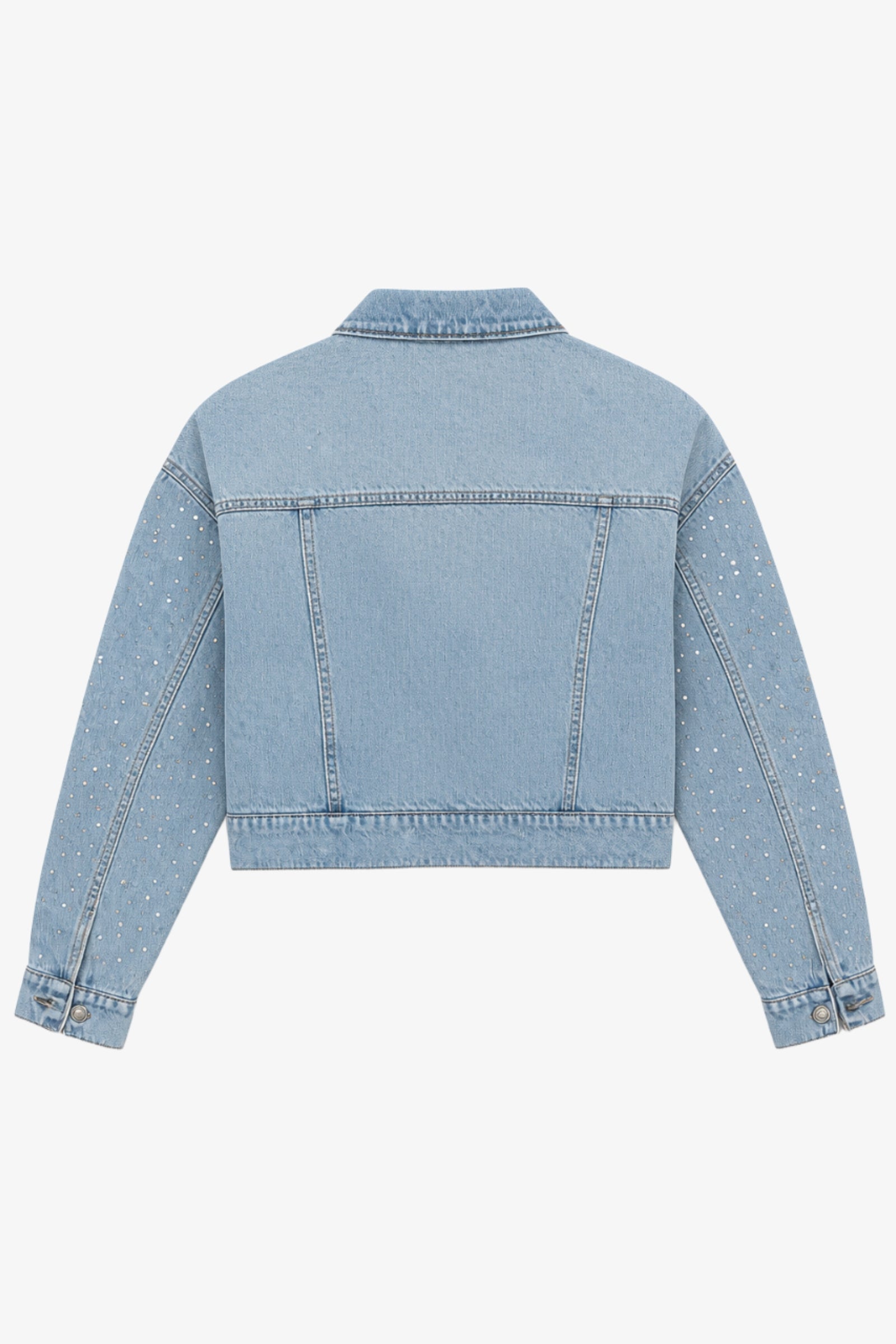 Rhinestone Cropped Denim Jacket
