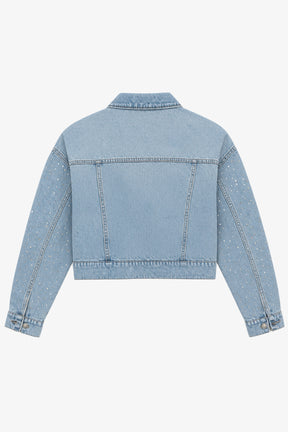 Rhinestone Cropped Denim Jacket