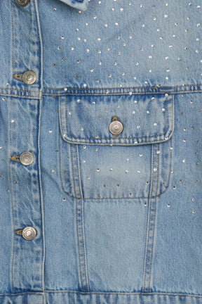 Rhinestone Cropped Denim Jacket