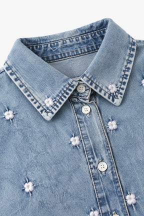 Floral Embroidered Denim Shirt