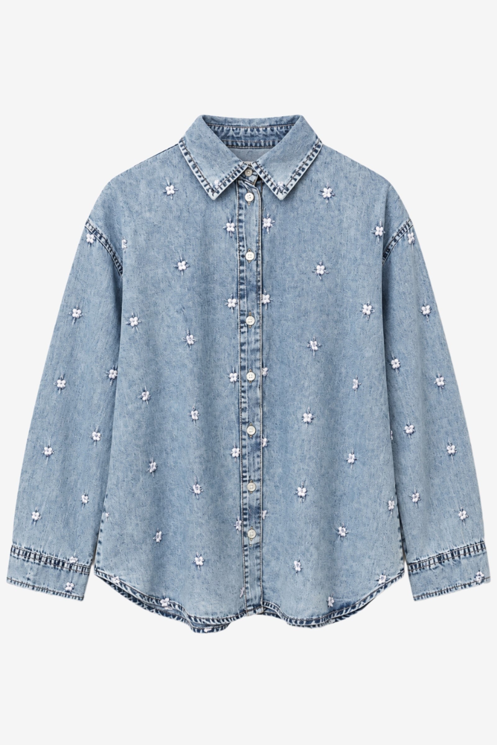 Floral Embroidered Denim Shirt