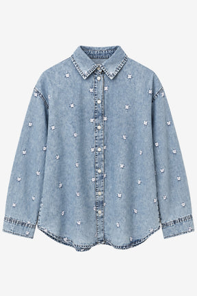 Floral Embroidered Denim Shirt