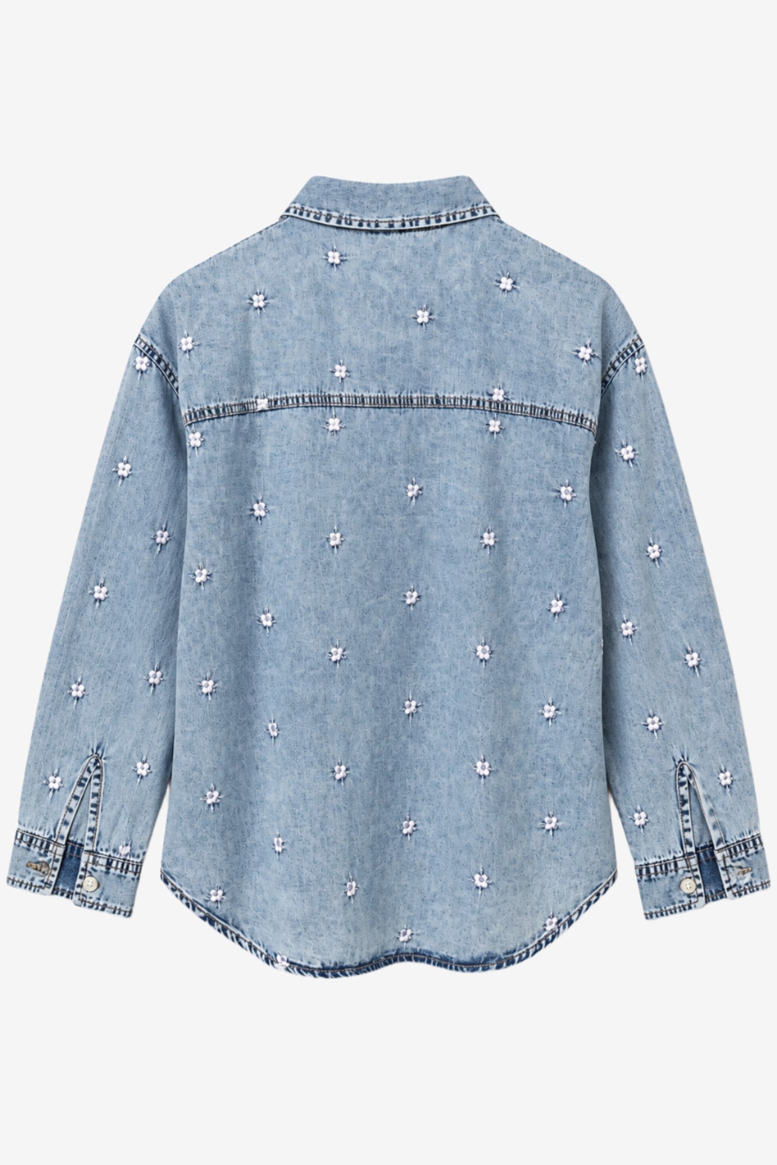 Floral Embroidered Denim Shirt