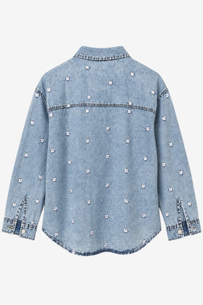 Floral Embroidered Denim Shirt