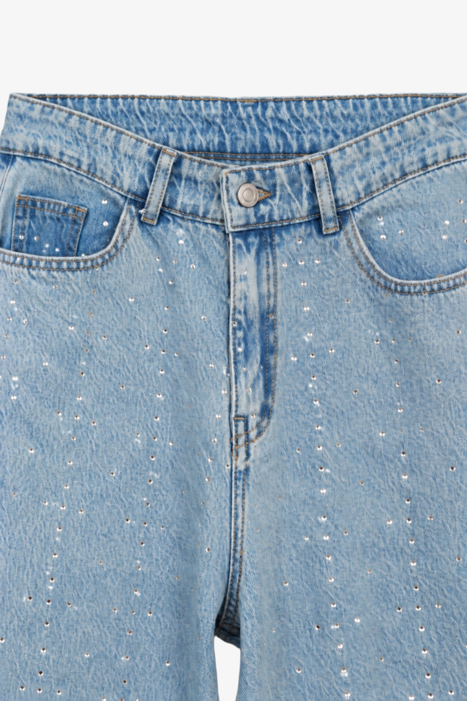 Rhinestone Denim Pants