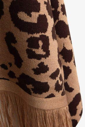 Leopard Fringed Wrap Scarf