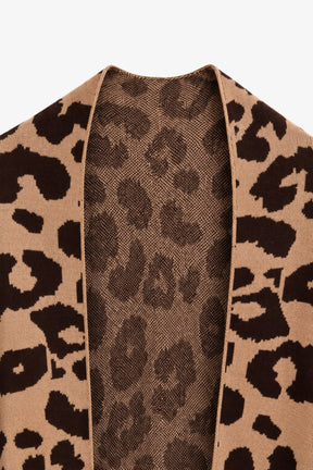 Leopard Fringed Wrap Scarf