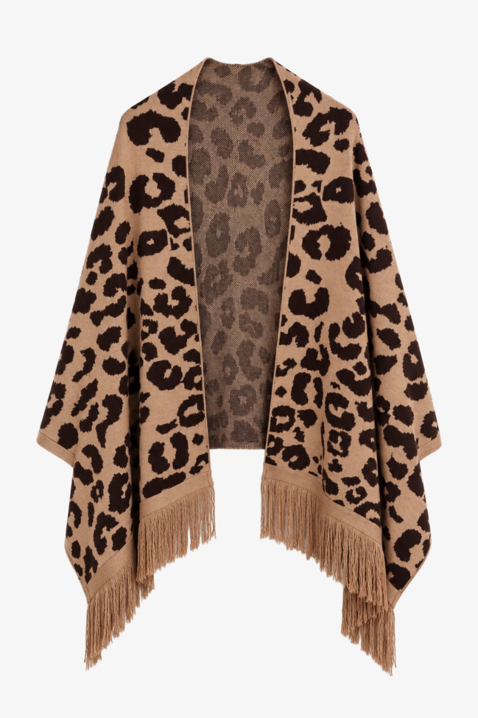 Leopard Fringed Wrap Scarf