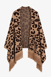Leopard Fringed Wrap Scarf