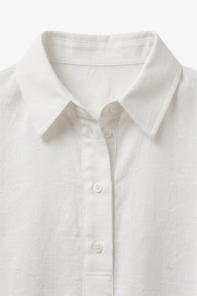 Half-Placket Cropped Shirt