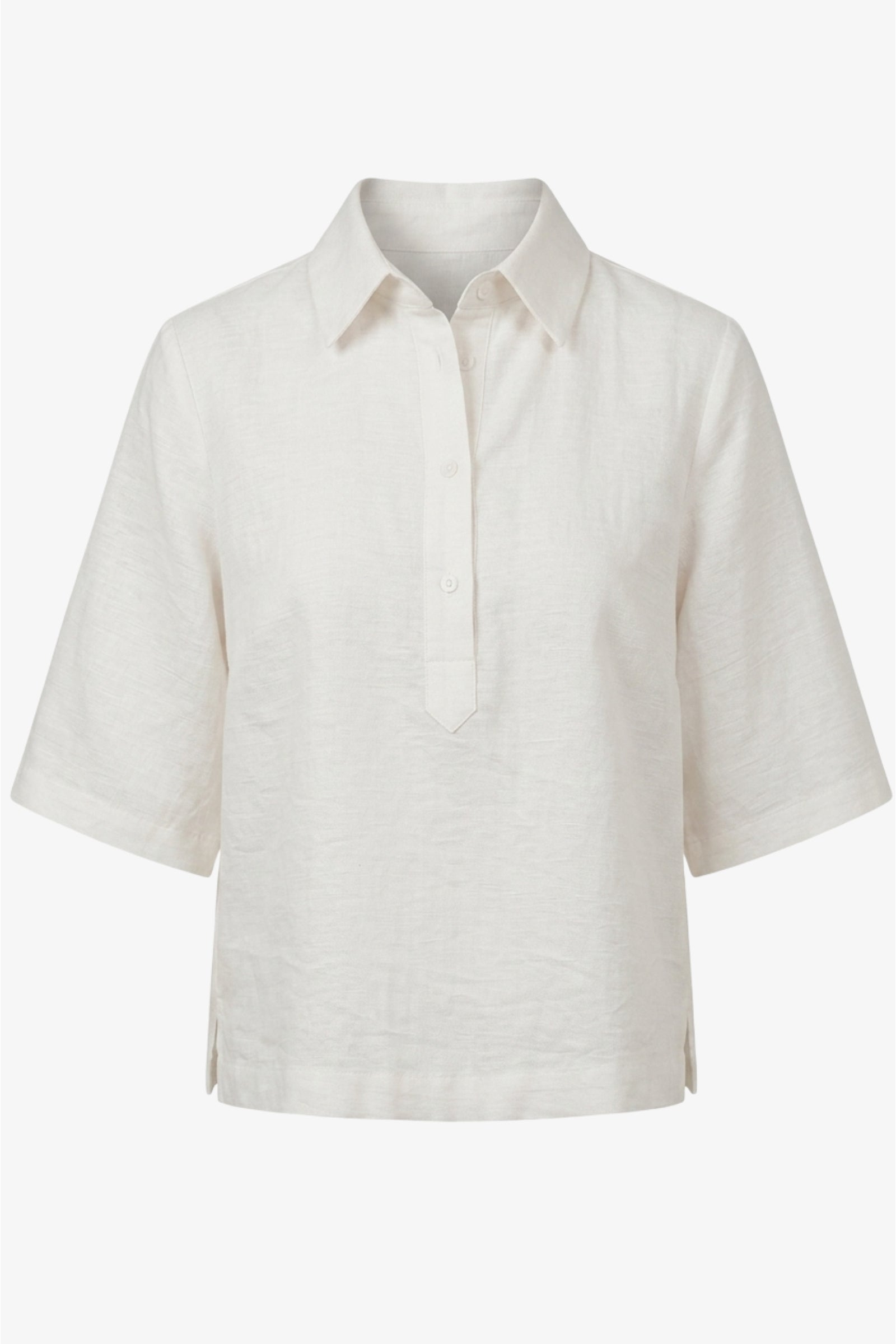 Half-Placket Cropped Shirt