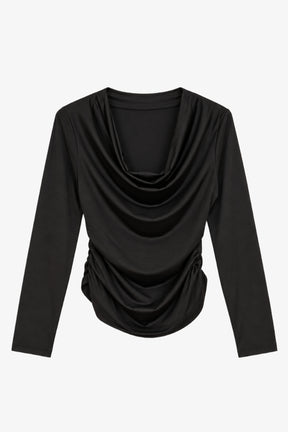 Cowl-Neck Ruched Top