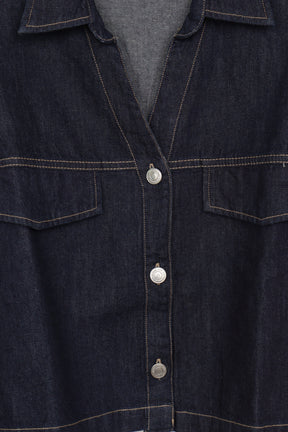 Collared Cropped Denim Shirt