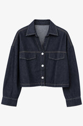 Collared Cropped Denim Shirt