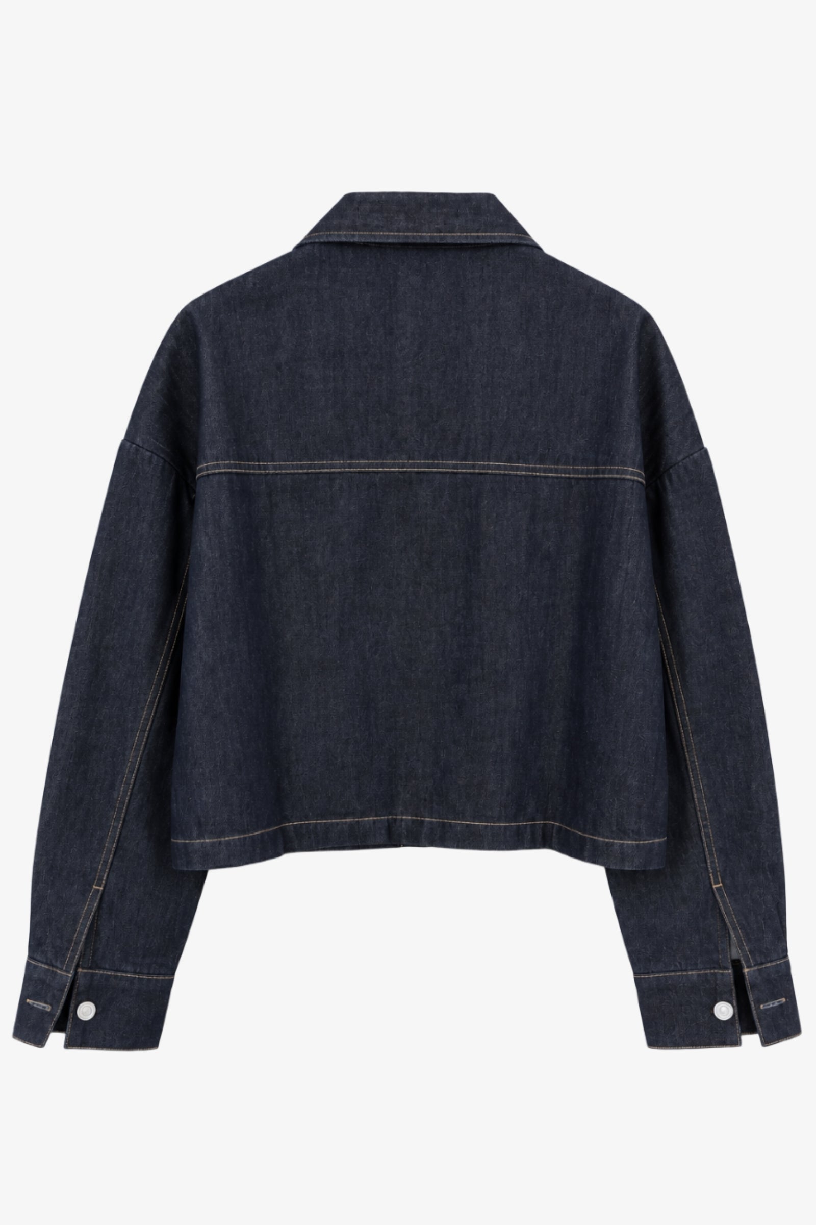 Collared Cropped Denim Shirt
