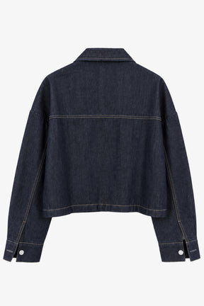 Collared Cropped Denim Shirt