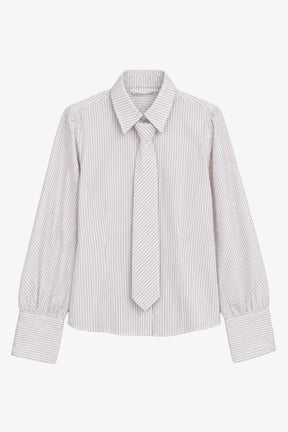 Striped Tie-Accent Shirt