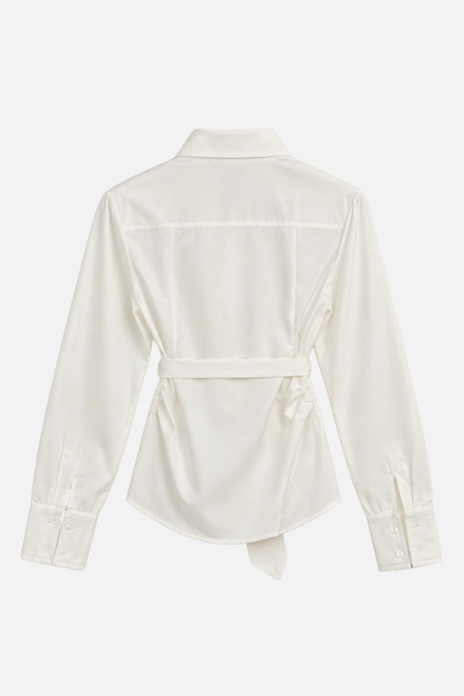 Side-Ruched Belted Shirt
