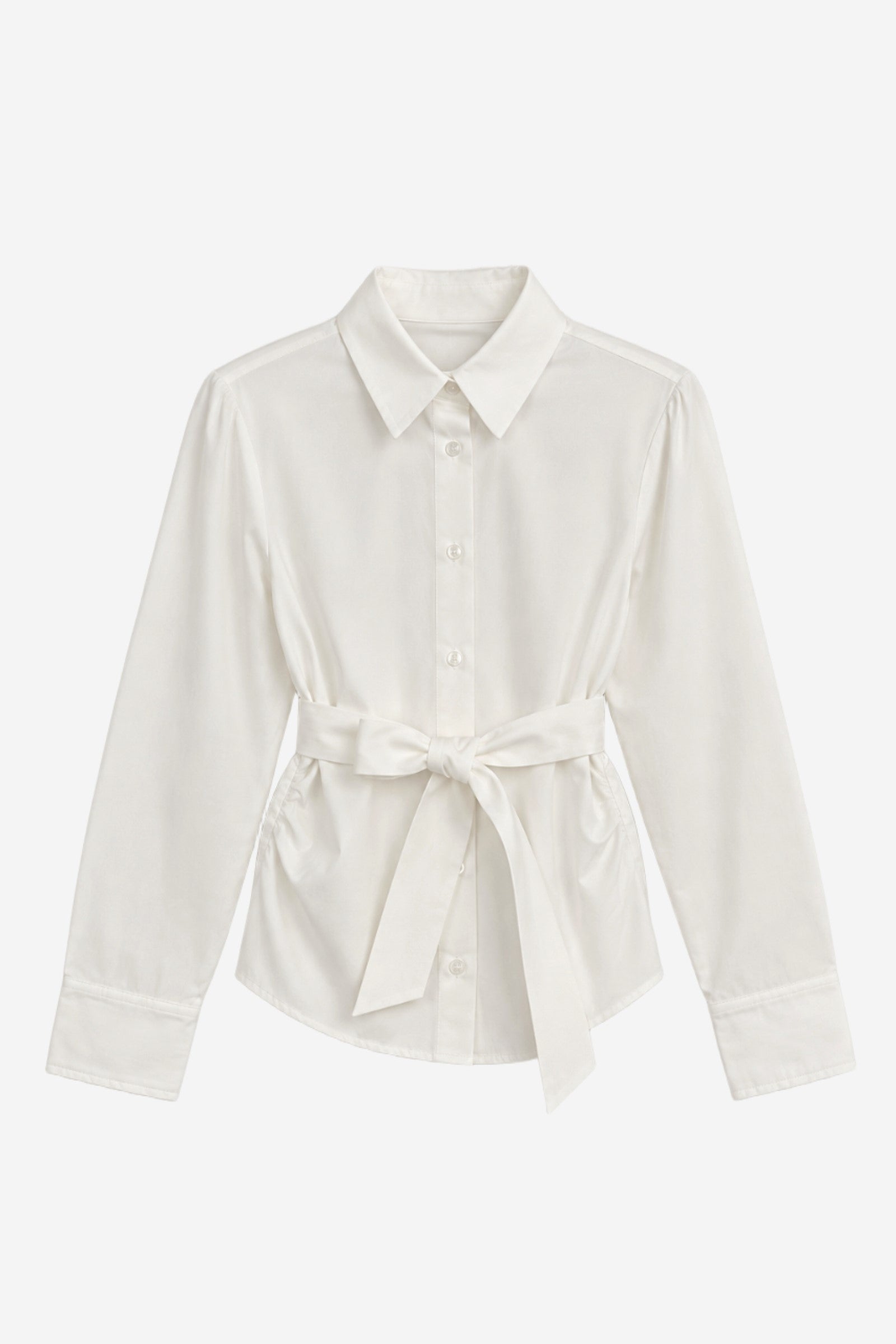 Side-Ruched Belted Shirt