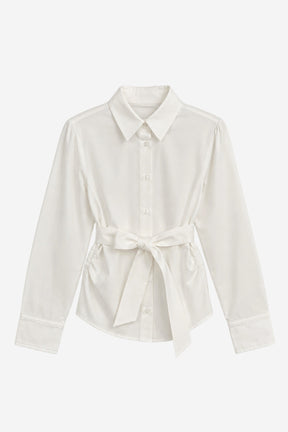 Side-Ruched Belted Shirt