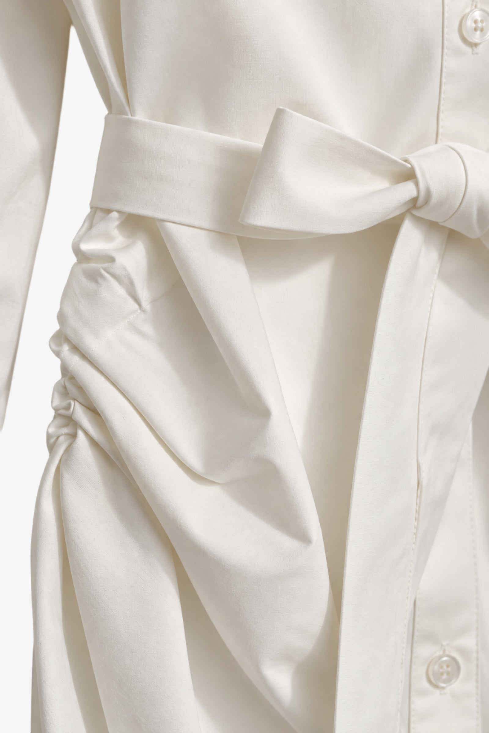 Side-Ruched Belted Shirt