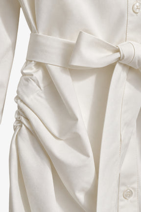 Side-Ruched Belted Shirt