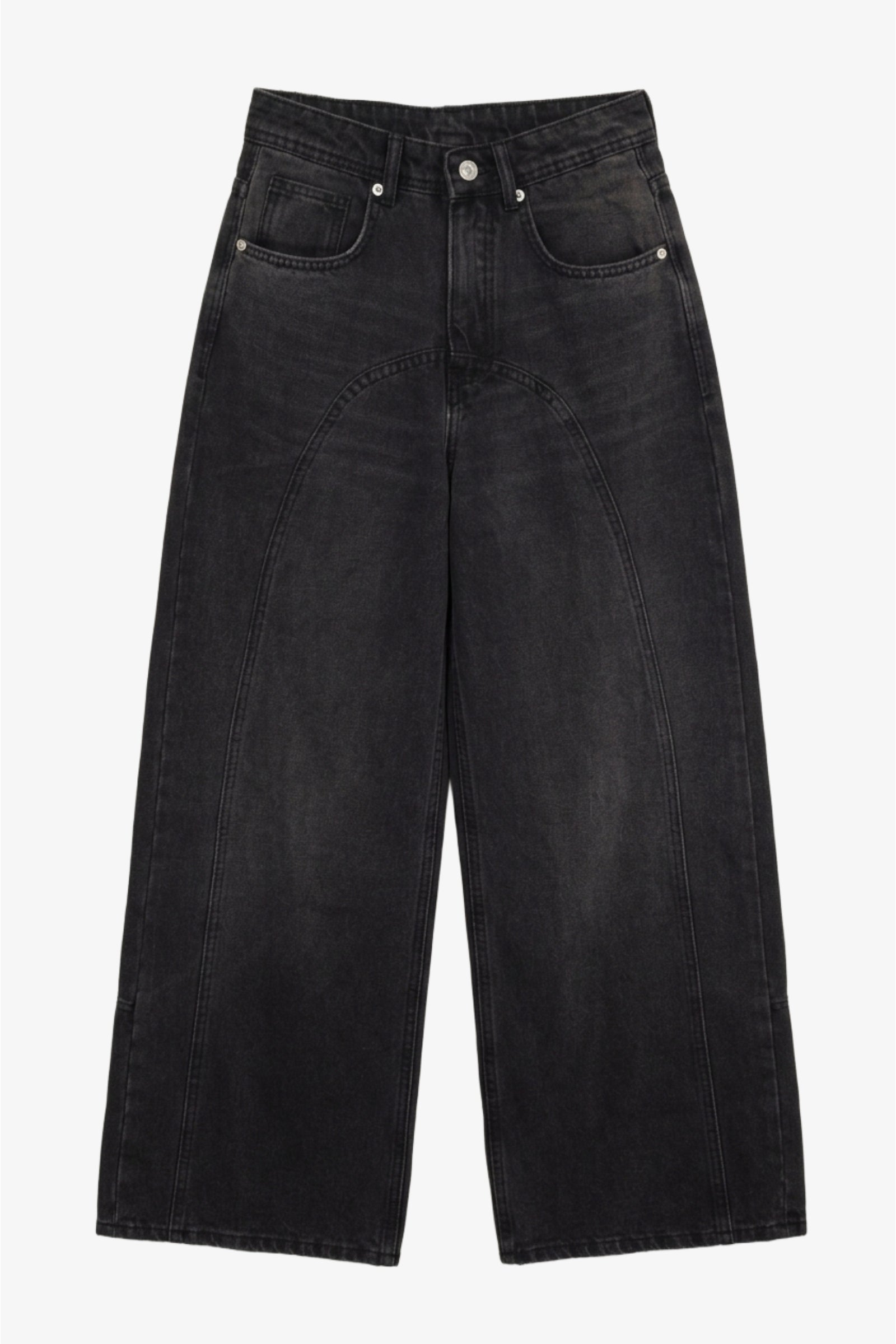Curved Seam Denim Pants