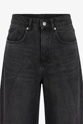 Curved Seam Denim Pants