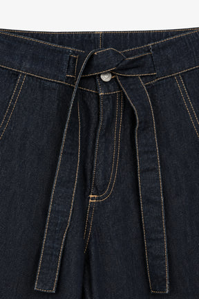Contrast-Stitch Denim Pants