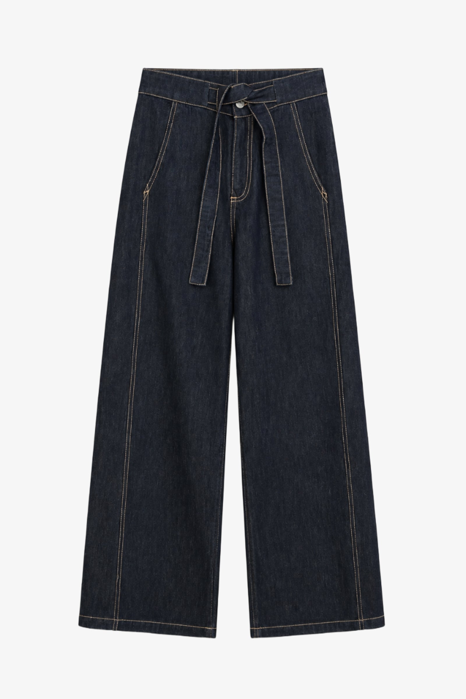Contrast-Stitch Denim Pants