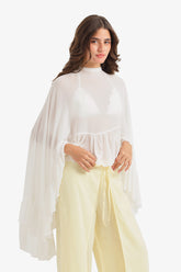 Ruffle Detail Cape Poncho