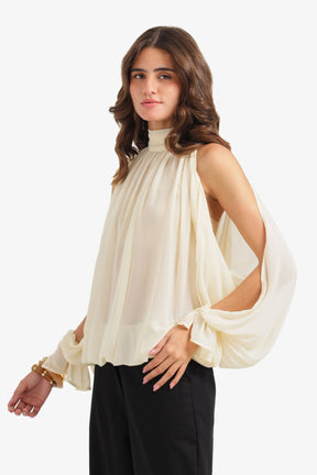Cold-Shoulder Sleeve Blouse