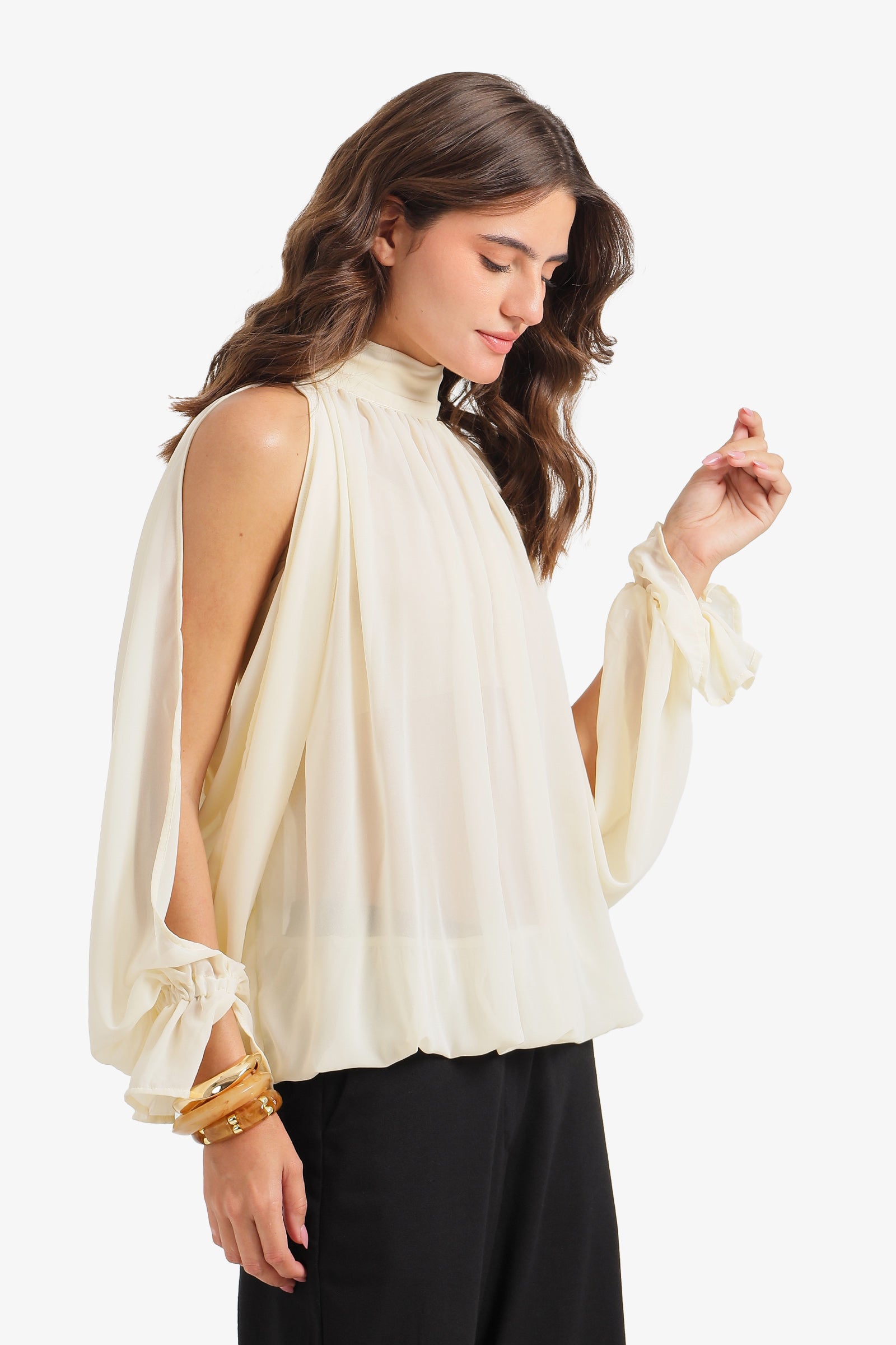 Cold-Shoulder Sleeve Blouse