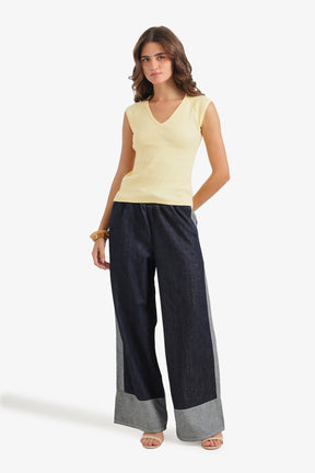 V-Neck Ribbed Top