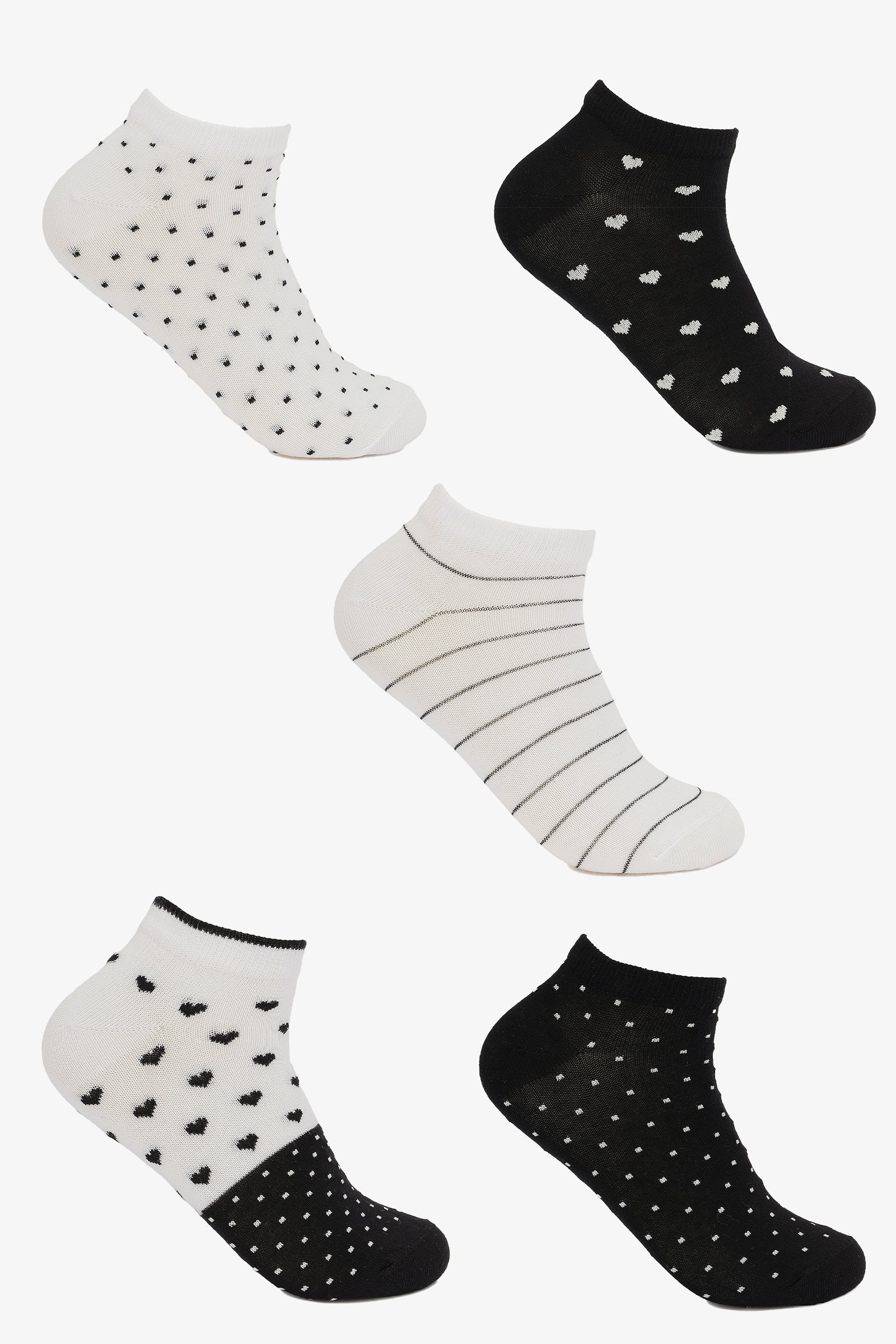 Printed Ankle Socks - 5 Pairs