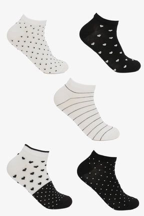 Printed Ankle Socks - 5 Pairs