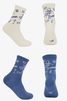 Printed Grip Socks - 2 Pairs