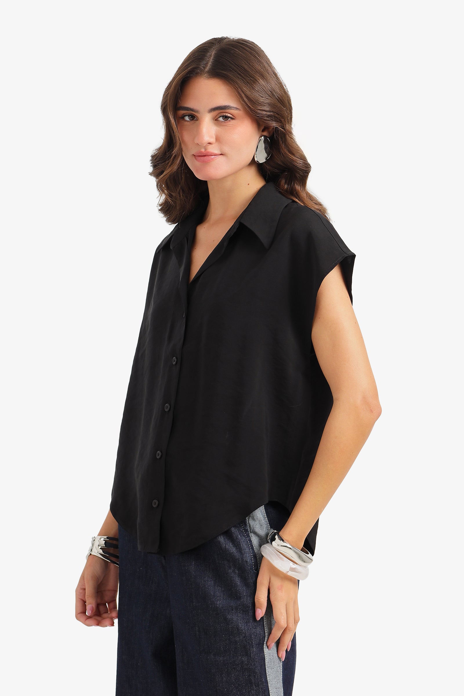 Sleeveless Button-Down Shirt