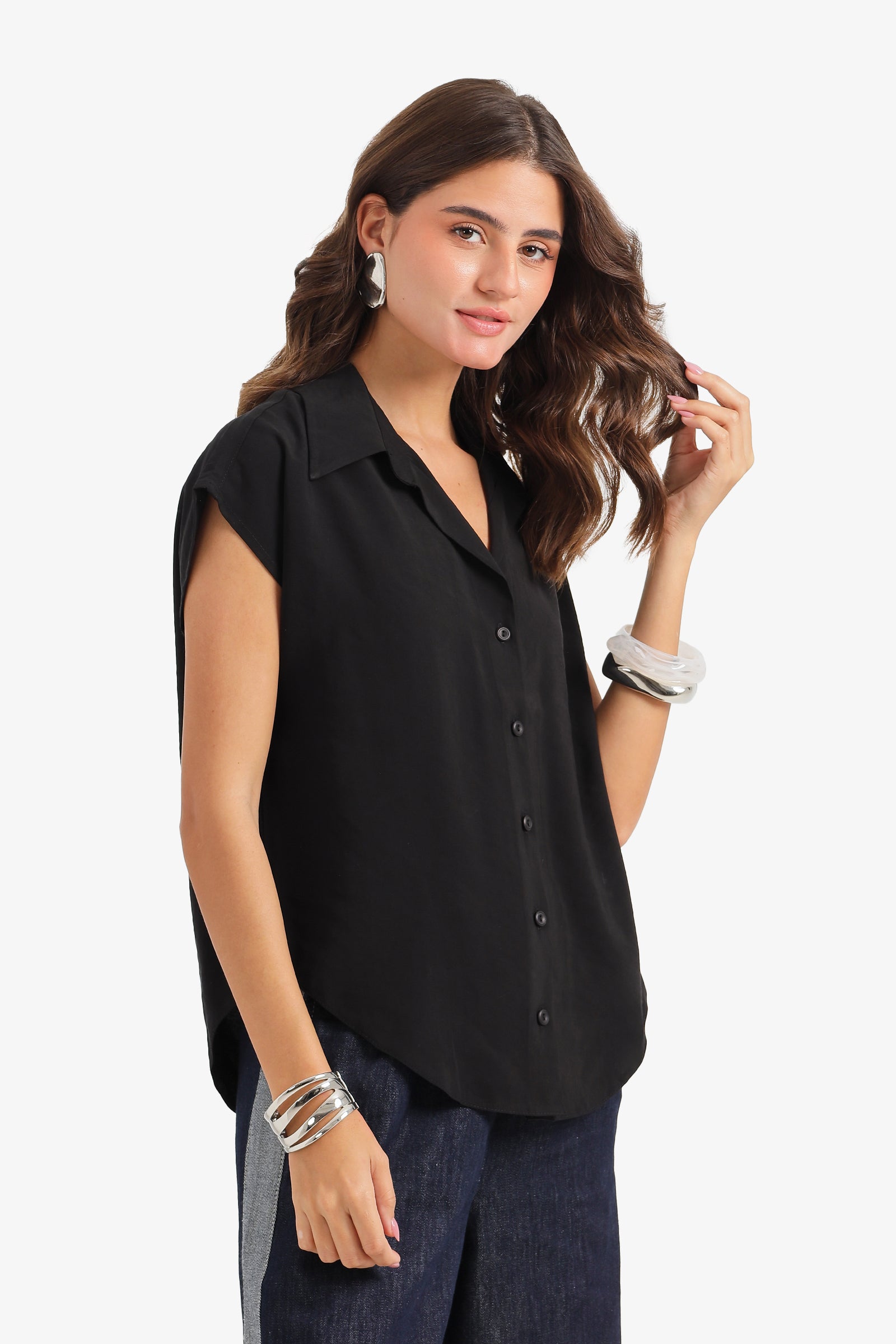 Sleeveless Button-Down Shirt
